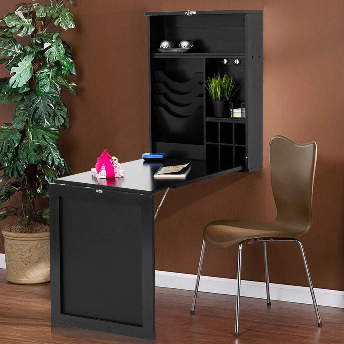 Costway space saver convertible outlet wall mounted desk