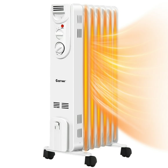 Costway White 1500W Oil 3 Speed Overheat Protection Radiator Heater