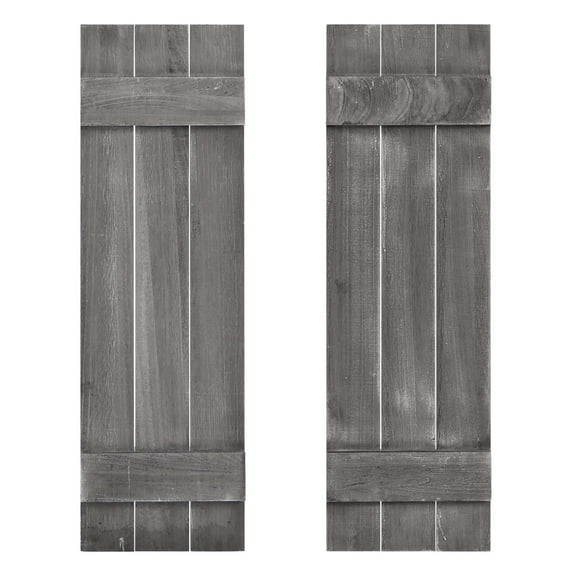 Costway Window Shutter Set of 2 Reclaimed Paulownia Wood Wall Decor with Antiqued Surface Dark Grey