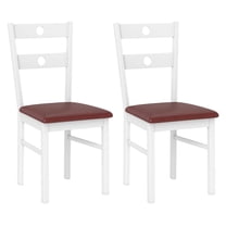 Costway Wood Dining Chairs Set of 2 with Rubber Wood Frame, Padded Seat & Slatted Backrest White