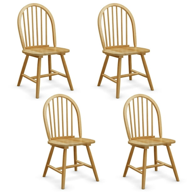 Costway Set of 4 Vintage Windsor Dining Side Chair with Curved