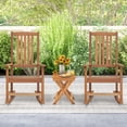 thumbnail image 1 of Costway Wood Folding Square Table & 2pcs Rocking Chair Set with Slatted Seat & Tabletop, 1 of 8