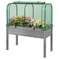 thumbnail image 1 of Costway Wood Raised Garden Bed with Greenhouse Cover Mini Portable Greenhouse Kit Green+Gray, 1 of 8