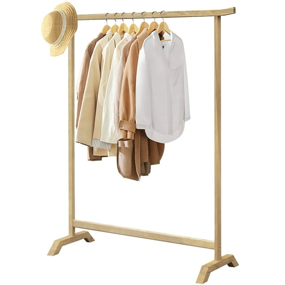 Costway Wood Single Rail Clothing Garment Rack Clothes Organizer for Entryway Bedroom