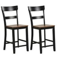 thumbnail image 1 of Costway Wooden Bar Stool Set of 2 Bar Chairs with LVL Rubber Wood Frame, Backrest, Footrest Black, 1 of 10