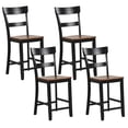 thumbnail image 1 of Costway Wooden Bar Stool Set of 4 Bar Chairs with LVL Rubber Wood Frame, Backrest, Footrest Black, 1 of 10