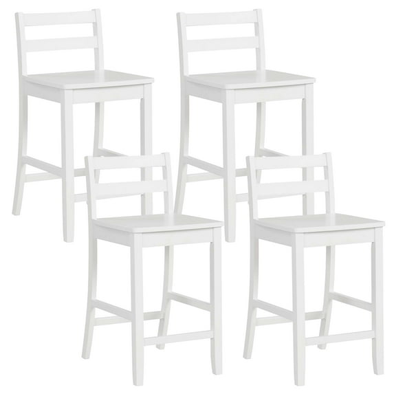 Costway Wooden Bar Stools with Ergonomic Backrest, White (Set of 4)