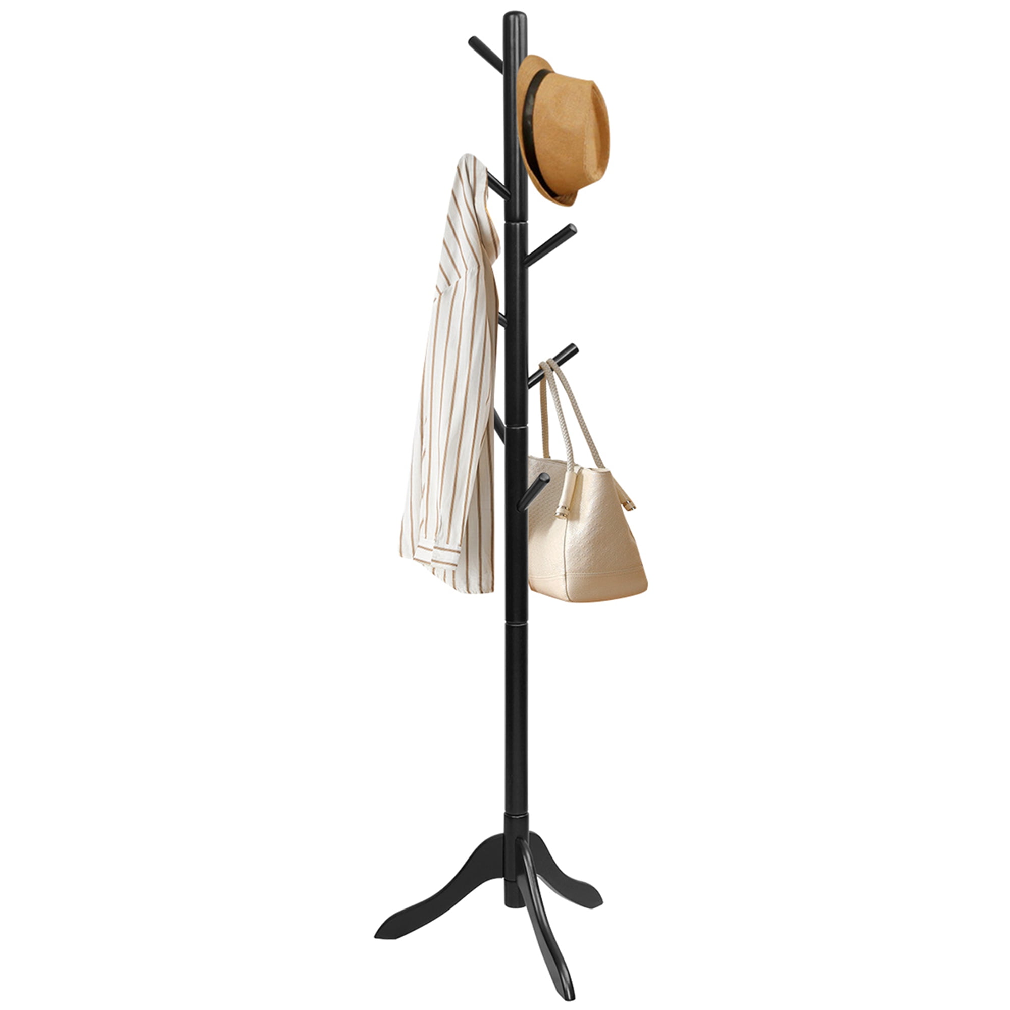 MoNiBloom Wood Stable Coat Rack, Modern Clothes Handbag Storage Stand, Hall  Tree, Natural, for Entryway 