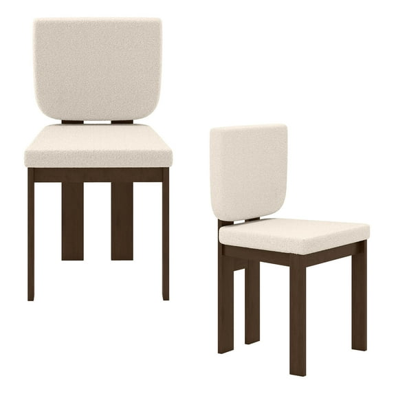 Costway Wooden Dining Chair Set of 2 with Rubber Wood Leg Padded Wide Seat & Back for Home