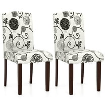 Costway Wooden Dining Chair Set of 2 with Rubber Wood Legs Padded Seat S Springs, Kitchen Beige