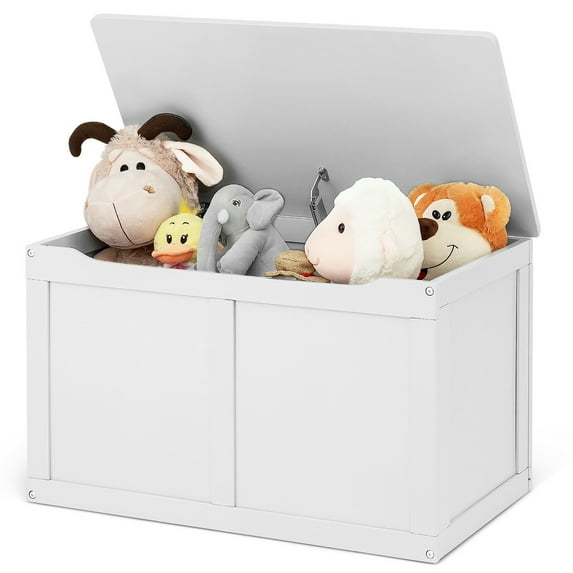 Costway Wooden Kids Toy Storage Box Sitting Top Chest Organizer Large Bin Boys & Girls