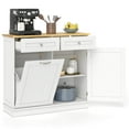 thumbnail image 1 of Costway 15.5 Gallon Kitchen Tilt Out Trash Cabinet Rubber Wood Tabletop 2 Drawers, 1 of 9
