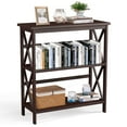 thumbnail image 1 of Costway Wooden Shelf Bookcase 3-Tier Open Bookshelf W/X-Design Freestanding Rack Brown, 1 of 10
