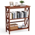 thumbnail image 1 of Costway Wooden Shelf Bookcase 3-Tier Open Bookshelf W/X-Design Freestanding Rack Natural, 1 of 10