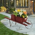 thumbnail image 1 of Costway Wooden Wagon Planter Decorative Indoor/Outdoor Rustic Flower Cart with Wheel Red, 1 of 10