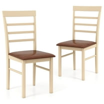 Costway Wooden dining chair set of 2 with rubber wood frame padded seat for kitchen