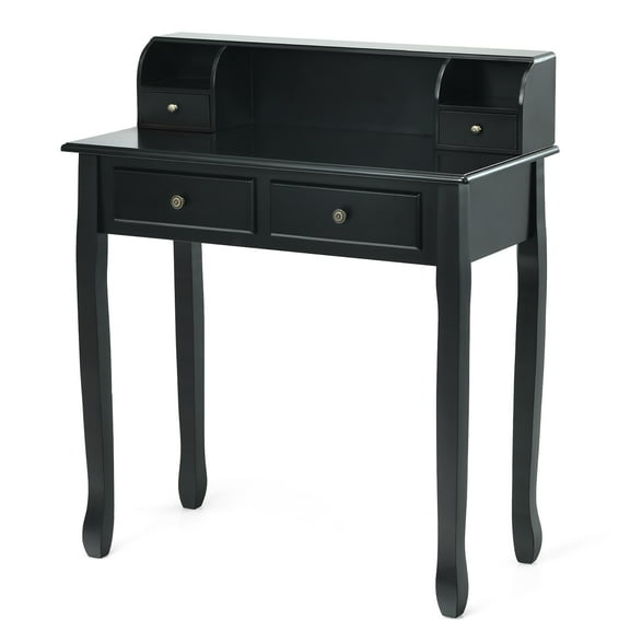 Costway Writing Desk Makeup Vanity Table Home Office Computer Desk 4 Drawer Black