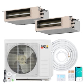 Costway X-Pro 18000 BTU 2 Zone 9K + 9K Concealed Ducted Mini Split AC, 24 SEER2, WiFi Enabled