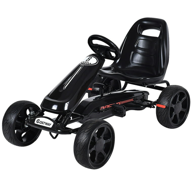 Costway Xmas Gift Go Kart Kids Ride On Car Pedal Powered Car 4 Wheel Racer  Toy Stealth Outdoor Black