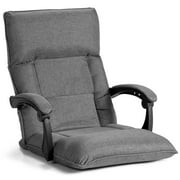 Costway14-Position Floor Chair Lazy Sofa w/Adjustable Back Headrest Waist Grey