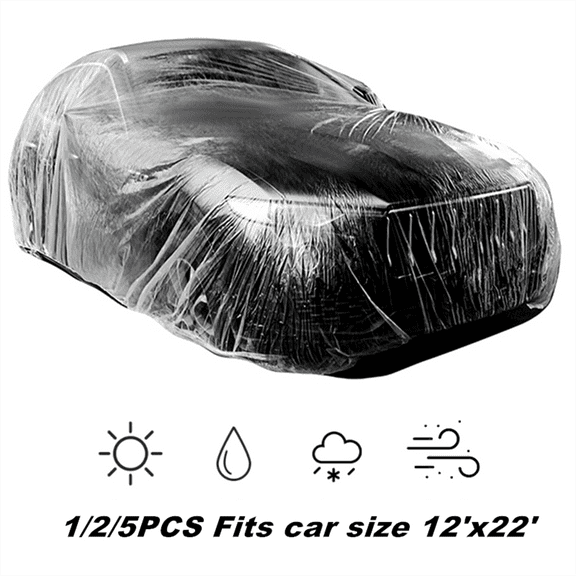 Costyle 1Pcs Disposable Car Cover Universal Clear Plastic Waterproof Dustproof Auto Cover