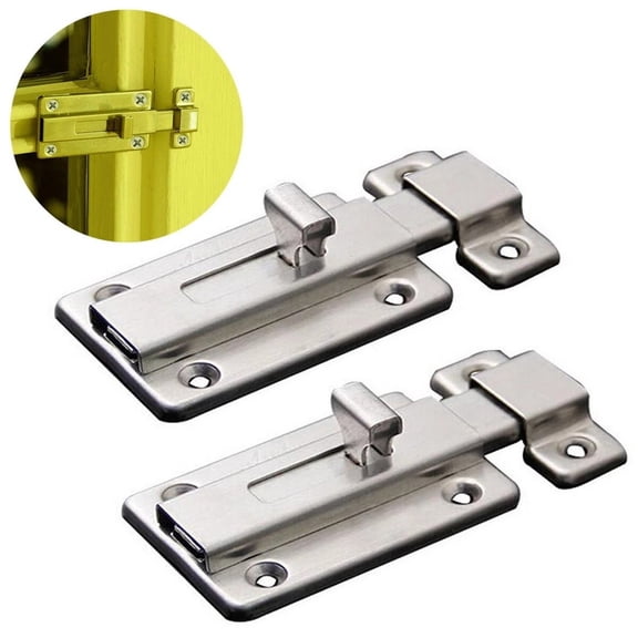 Costyle 2 Pack 3 in Door Security Slide Latch Lock Stainless Steel Keyless Door Lock Bolt with 12 Screws