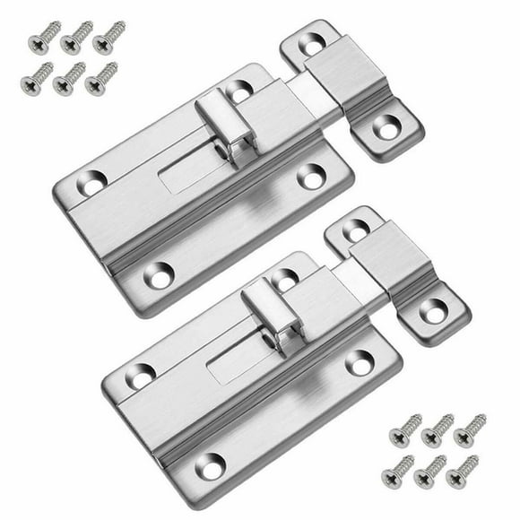 Costyle 2 Pack Door Security Slide Latch Lock Stainless Steel Keyless Door Lock Bolt with 12 Screws