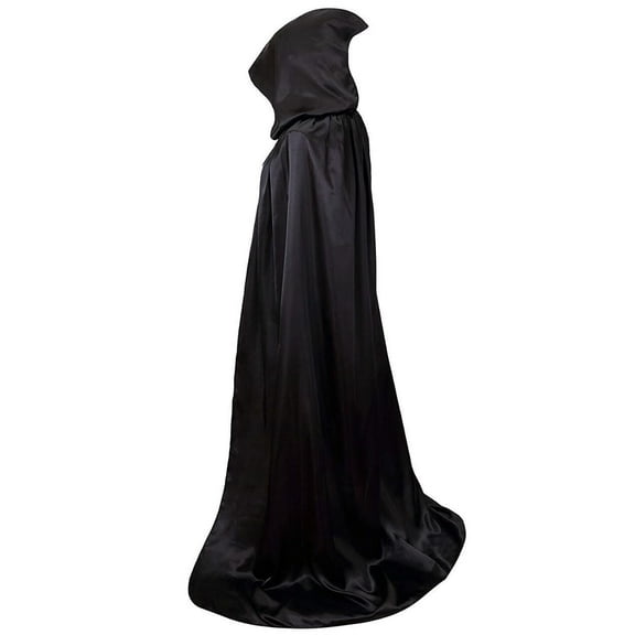 Costyle Adult Kids Hooded Cape Robe Cloak Vampire Witch Wizard Halloween Costume, Black