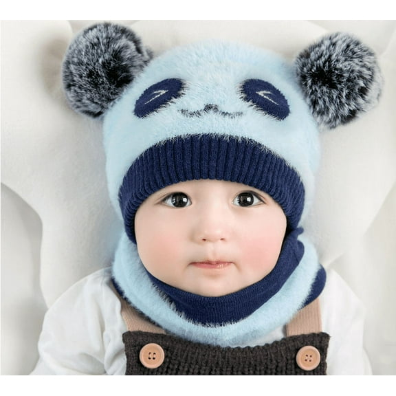 Costyle Baby Toddler Winter Warm Cute Beanie Hat and Scarf Sets Panda Plush Cap for Boys Girls Kids Gift