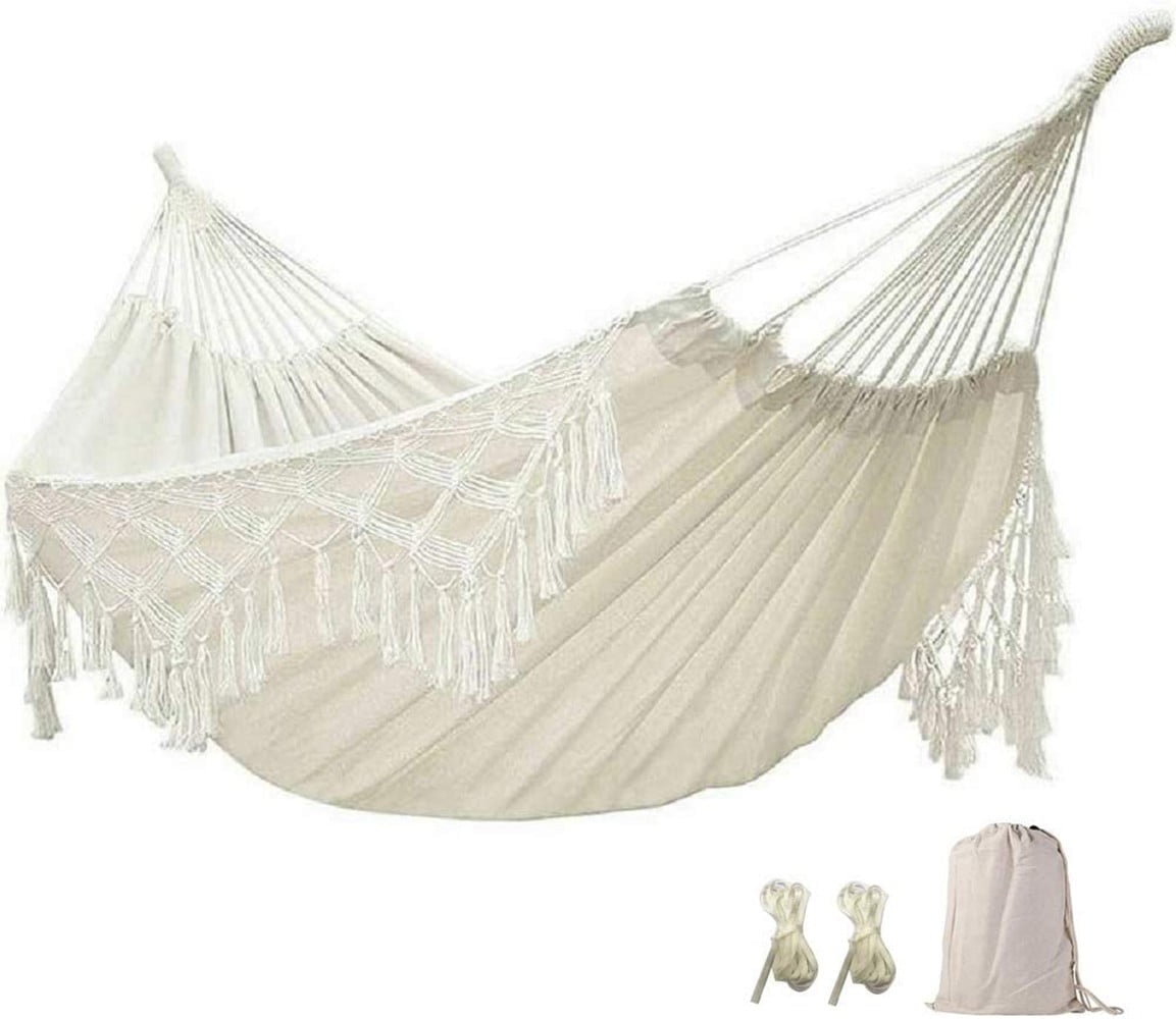 Costyle Boho Hammock Large Double Deluxe Hammock Swing Bed with Carry Bag for Outdoor & Wedding Party Decor, Beige (94.5 in)