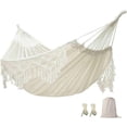 thumbnail image 1 of Costyle Boho Hammock Large Double Deluxe Hammock Swing Bed with Carry Bag for Outdoor & Wedding Party Decor, Beige (94.5 in), 1 of 5
