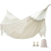 Costyle Boho Hammock Large Double Deluxe Hammock Swing Bed with Carry Bag for Outdoor & Wedding Party Decor, Beige (94.5 in)