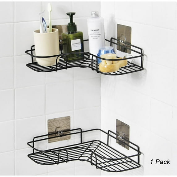 Costyle Corner Shelves - Wall Mounted Kitchen Bathroom Organizer Storage Holder Rack, Black
