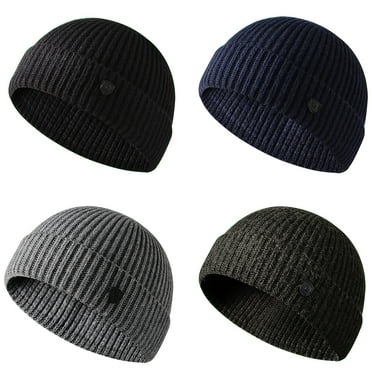 Costyle Men Knit Hat Beanie Skullcap Sailor Cap Cuff Brimless Retro Fashion Warm Docker, Black