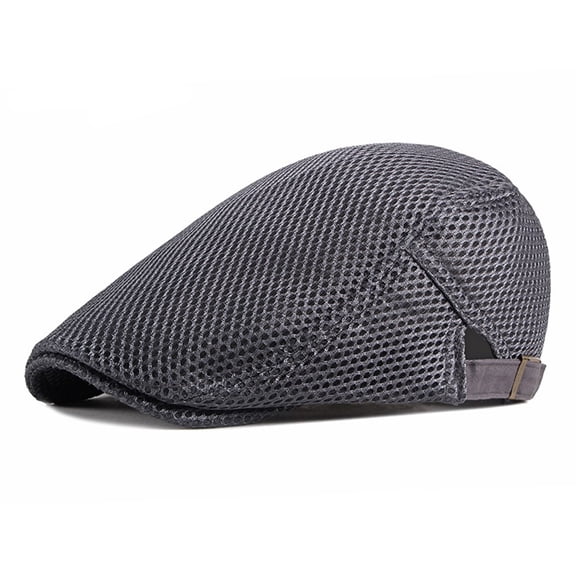 Costyle Men's Mesh Flat Cap Breathable Adjustable Summer Gatsby Newsboy Hat Beret Cabbie Ivy Hat, Dark Grey