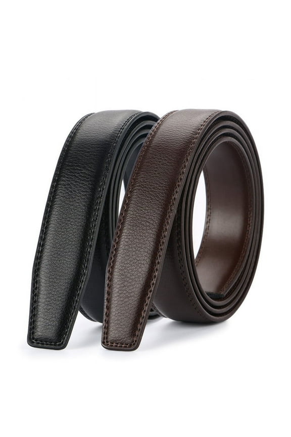New Style Belt Men Automatic Adjustable Leather Belts without Buckle, Black