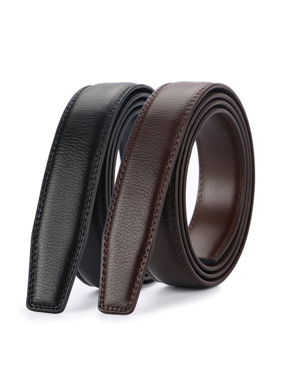New Style Belt Men Automatic Adjustable Leather Belts without Buckle, Black