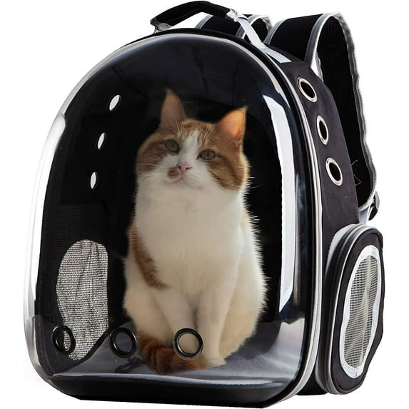 Costyle Pet Cat Carrier Backpack Transparent Space Capsule Pet Dog Bubble Bag Hiking Backpack Airline Approved Travel Carrier, Black
