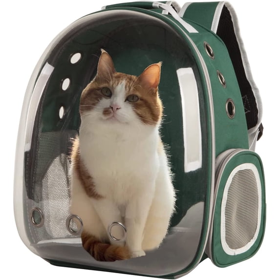 Costyle Pet Cat Carrier Backpack Transparent Space Capsule Pet Dog Bubble Bag Hiking Backpack Airline Approved Travel Carrier, Green