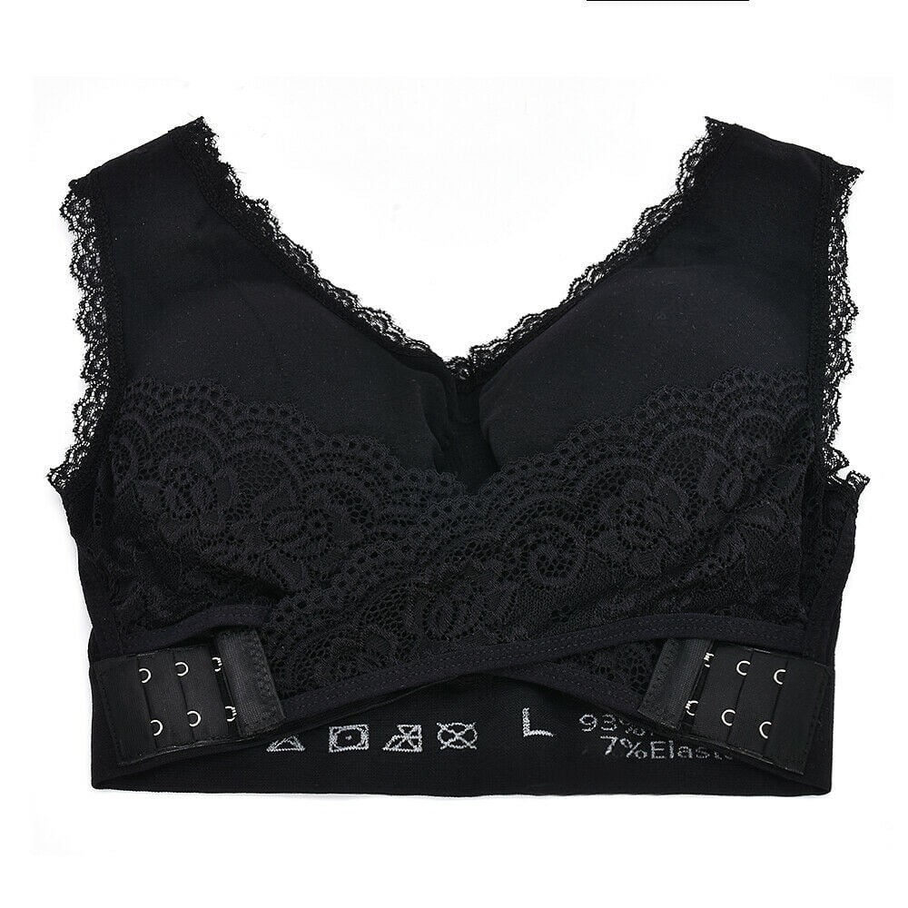Costyle Women Seamless Lace Bras Cross Front Side Buckle Comfort Bra
