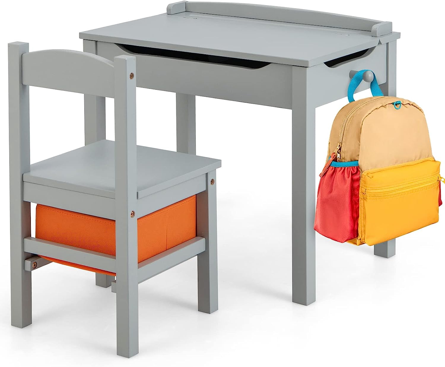 Costzon Kids Table and Chair Set, Flip Top Toddler Study Desk w/Chair ...