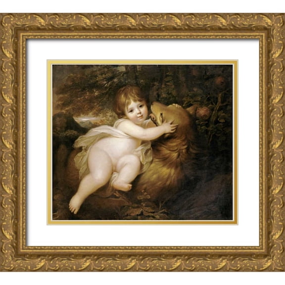 Cosway, Maria 13x12 Gold Ornate Wood Framed with Double Matting Museum Art Print Titled - Portrait of The Hon William Lamb