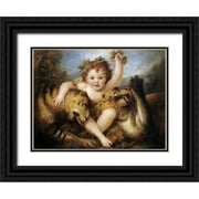 Cosway, Maria 24x19 Black Ornate Wood Framed with Double Matting Museum Art Print Titled - The Infant Bacchus