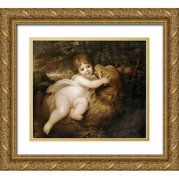 Cosway, Maria 30x26 Gold Ornate Wood Framed with Double Matting Museum Art Print Titled - Portrait of The Hon William Lamb