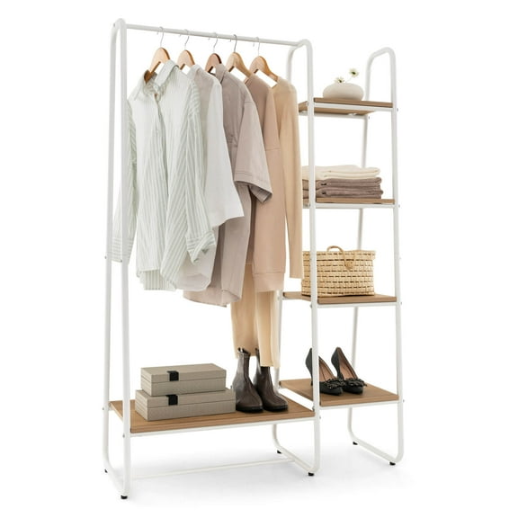 Costway Clothes Garment Rack Free Standing Storage Tower w/Metal Frame White