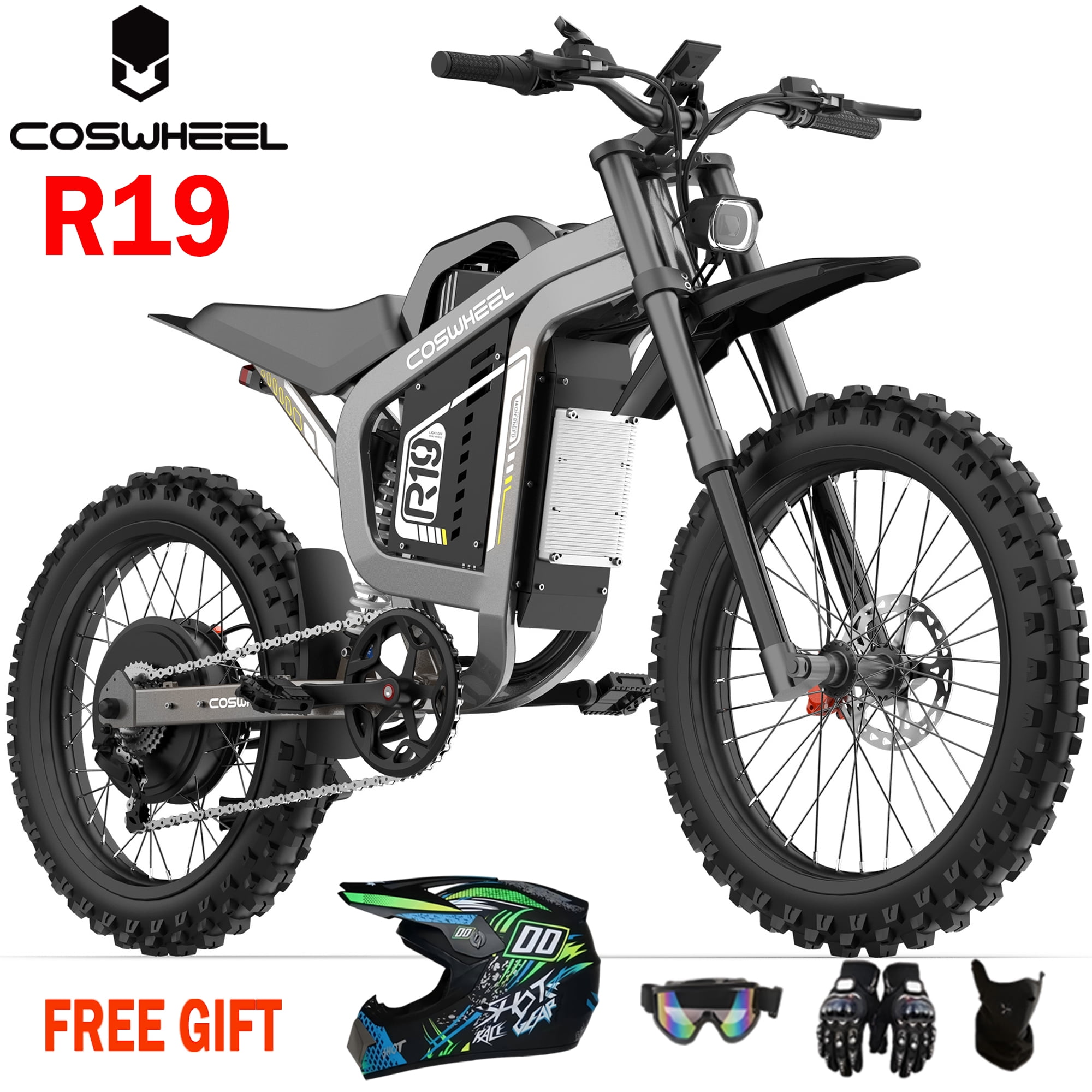 Coswheel R19 E-TrailX Electric Dirt Bike for Adult,9000W Peak 60 Mph ,72V40AH 125 Miles Range,19''Off-Road Tires Electric Motorcycle,Hydraulic Brakes&Full Shock