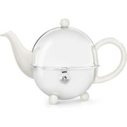 Cosy Ceramic And Stainless Steel Teapot, 2.1 Cup, Spring White