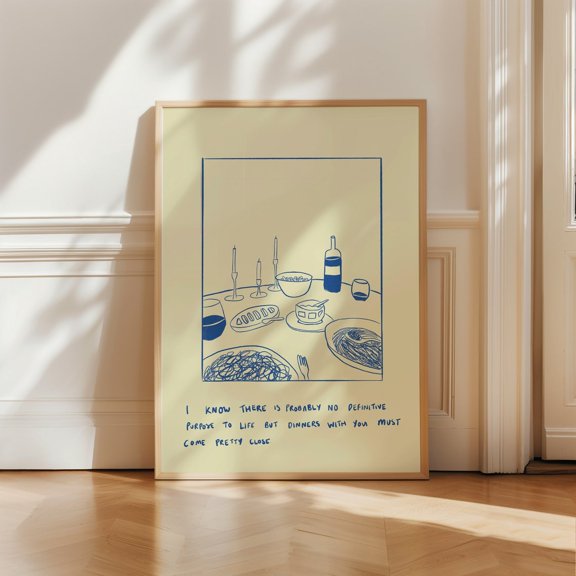 Cosy Dinner Table Line Art Print, Unframed Paper Poster 8x10in