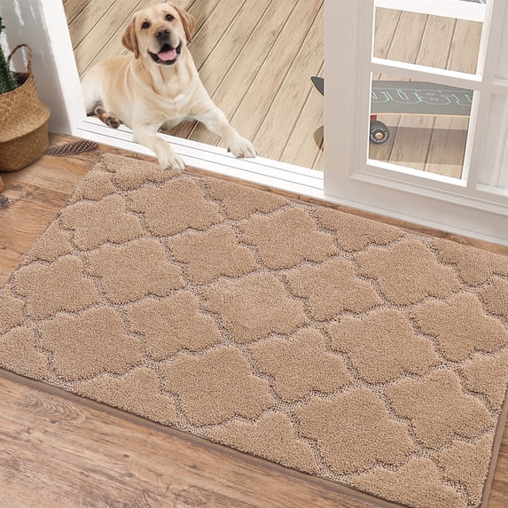 FloorHug Indoor Doormat 20"x32", Soft and Absorbent Door Mat Non-Slip, Dirt Trapper Mat Door Mats Low Profile Floor Mat Machine Washable for Entrance, Inside, Kitchen, Front Back Door, Beige