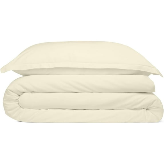 Cosy House Collection 100% Rayon Derived from Bamboo Duvet Cover Set - Cooling, Breathable, Soft & Smooth Weave Set with Shams (Twin/Twin XL, Cream)